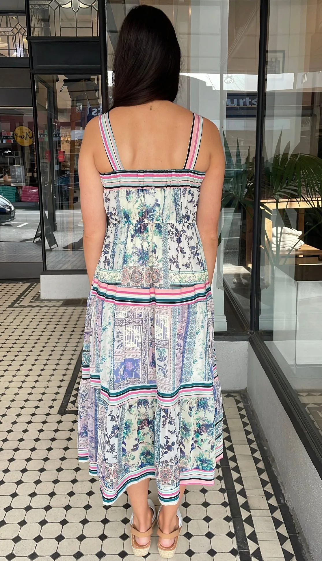 Alisha Printed Midi Dress Mixed Blue