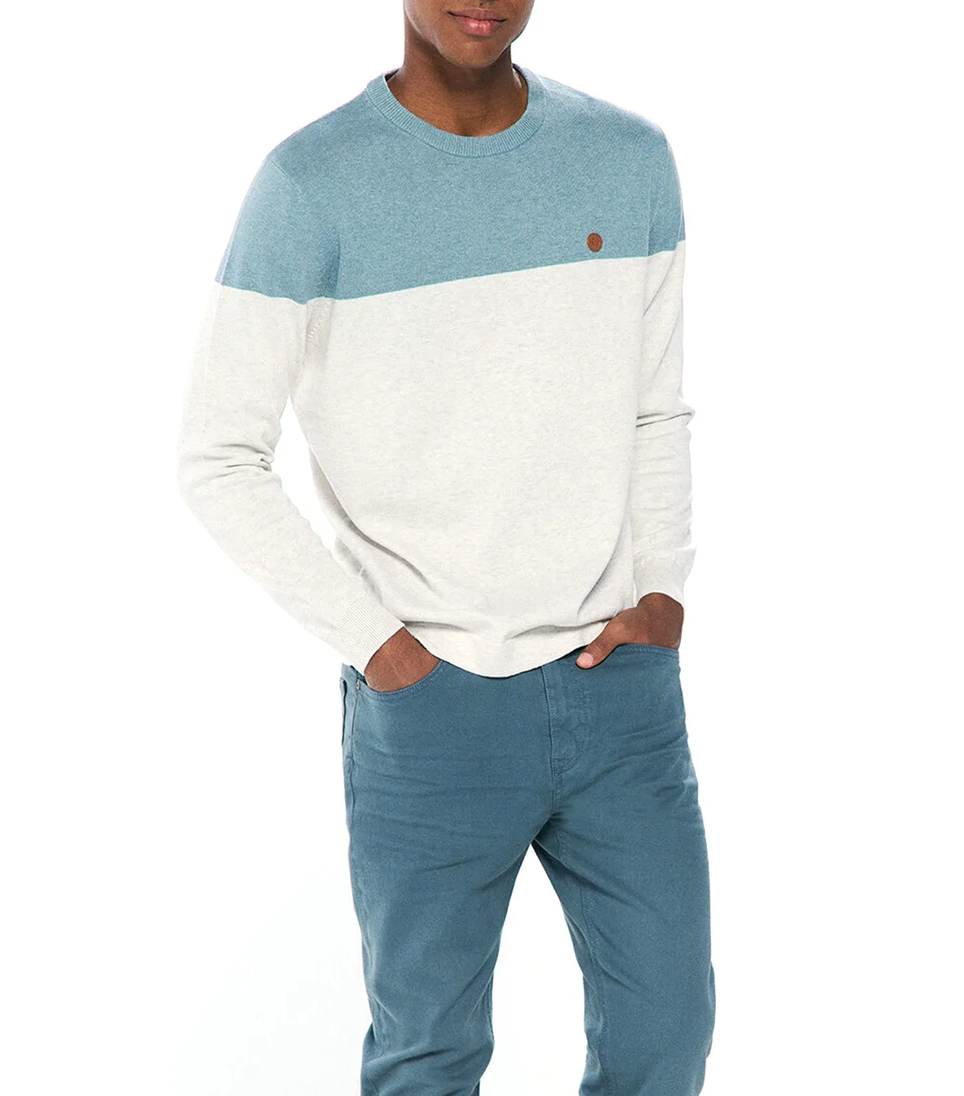 Basic Color Block Jersey
 Blue