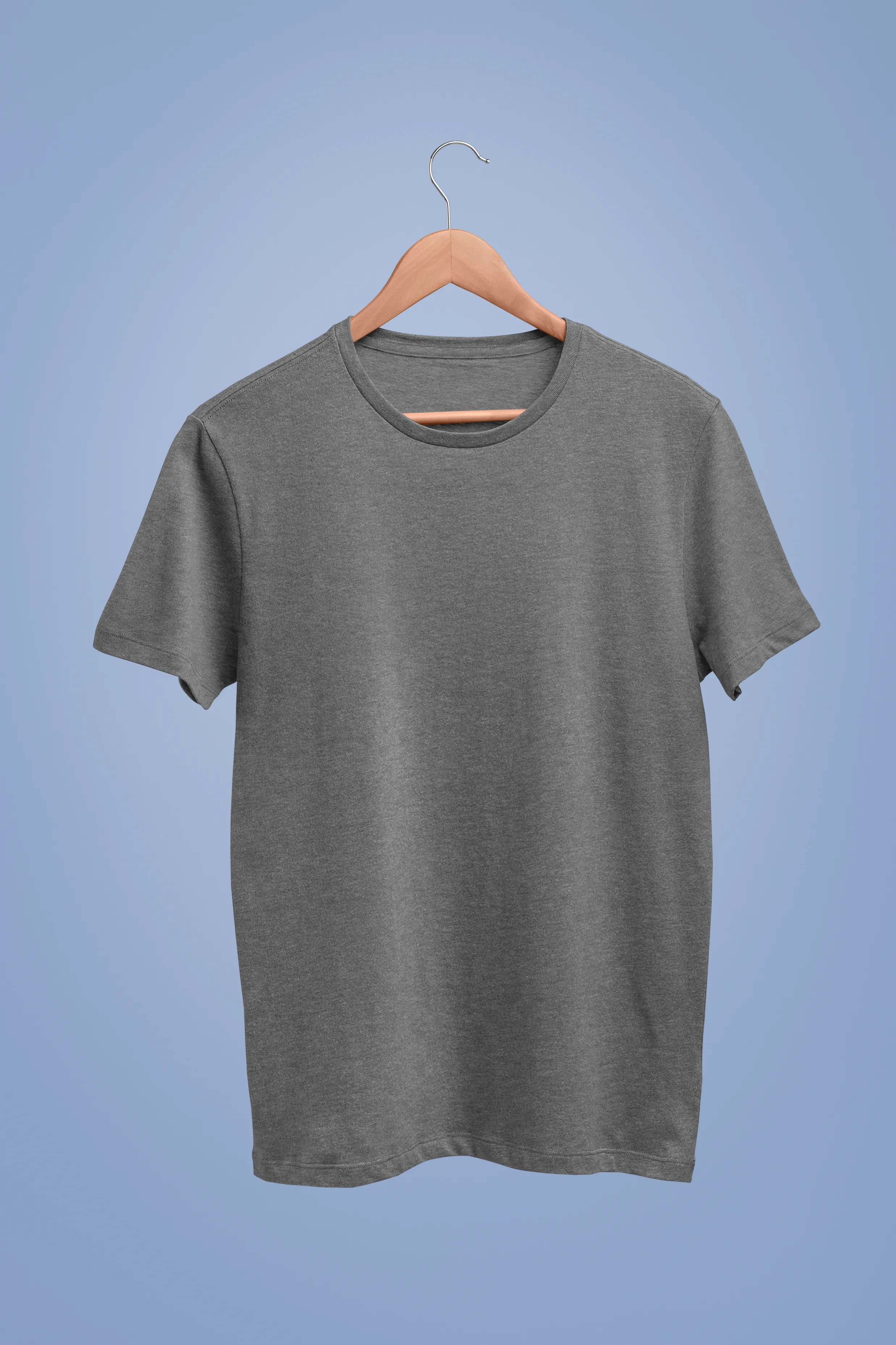 BASIC HEATHER CHARCOAL GREY HALF-SLEEVE T-SHIRTS