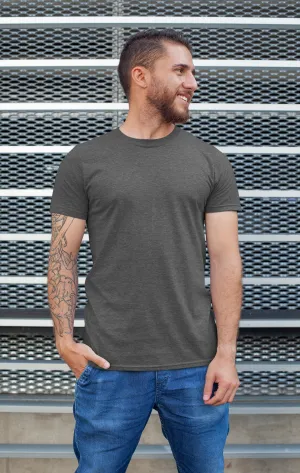 BASIC HEATHER CHARCOAL GREY HALF-SLEEVE T-SHIRTS