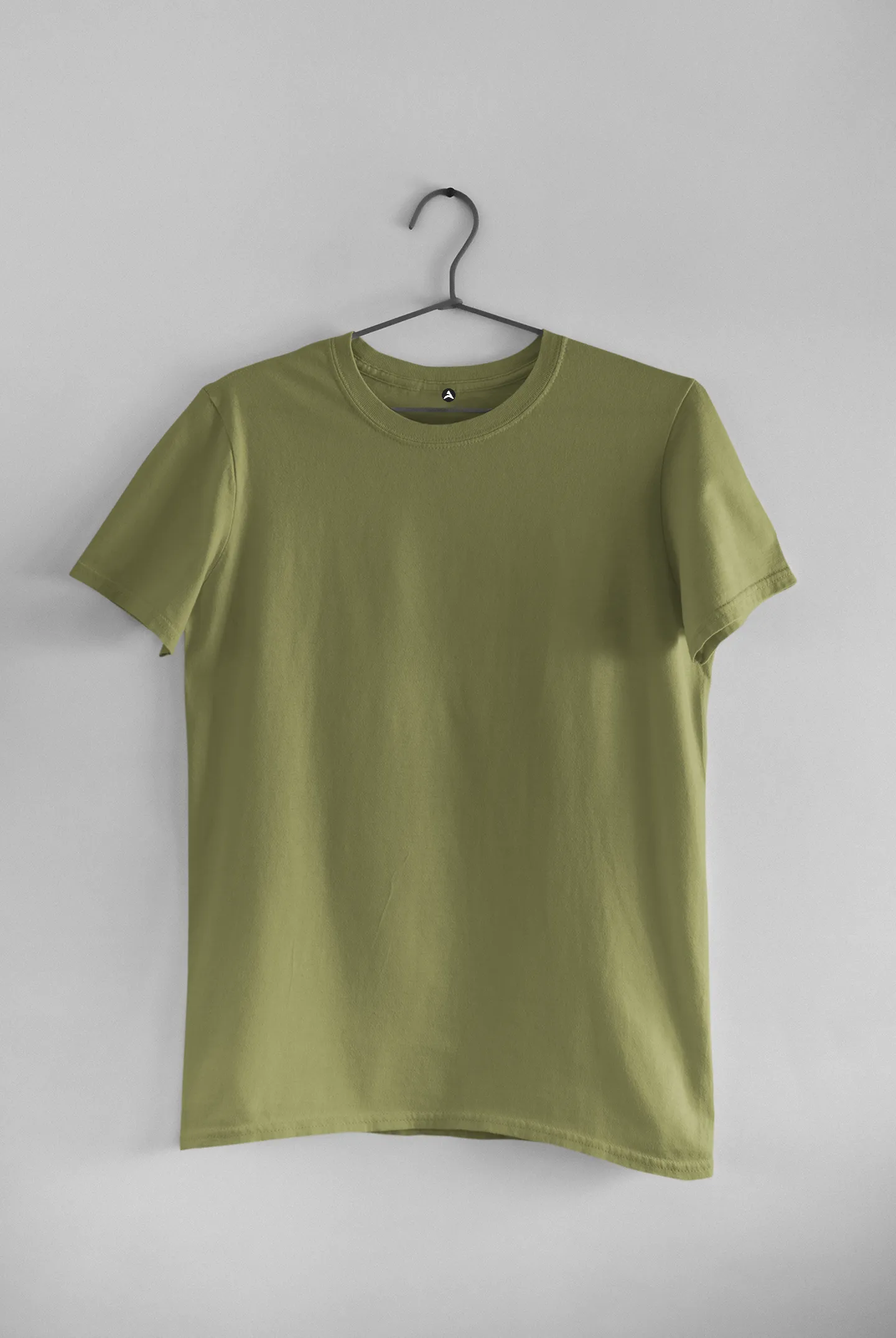 BASIC OLIVE GREEN HALF-SLEEVE T-SHIRTS