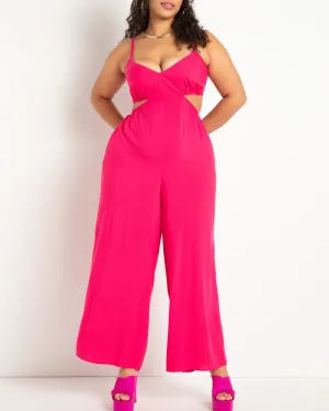 Cutout Detail Jumpsuit Coverup | Fuchsia Purple