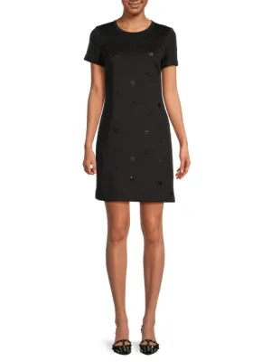 Karl Lagerfeld Paris Polka Dot T-shirt Mini Dress, Black
