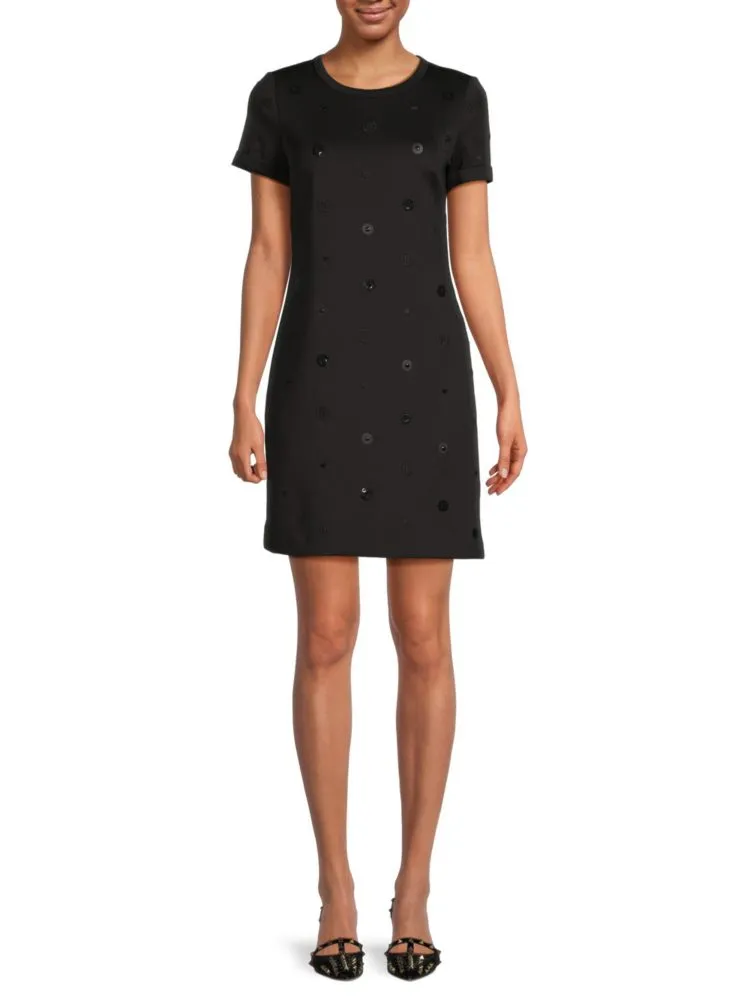 Karl Lagerfeld Paris Polka Dot T-shirt Mini Dress, Black