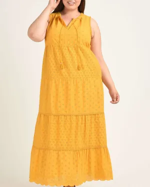 Katelaya Sleeveless Tiered Maxi Dress | M805 HONEYCOMB