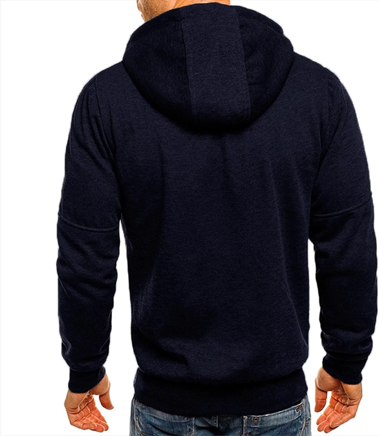 LCMTWX Men's Hooded Fleece Sweatshirt Loose Solid Hooded Sweater Top Sports Hooded Jacket Full Zip Long Sleeve Sweatshirt