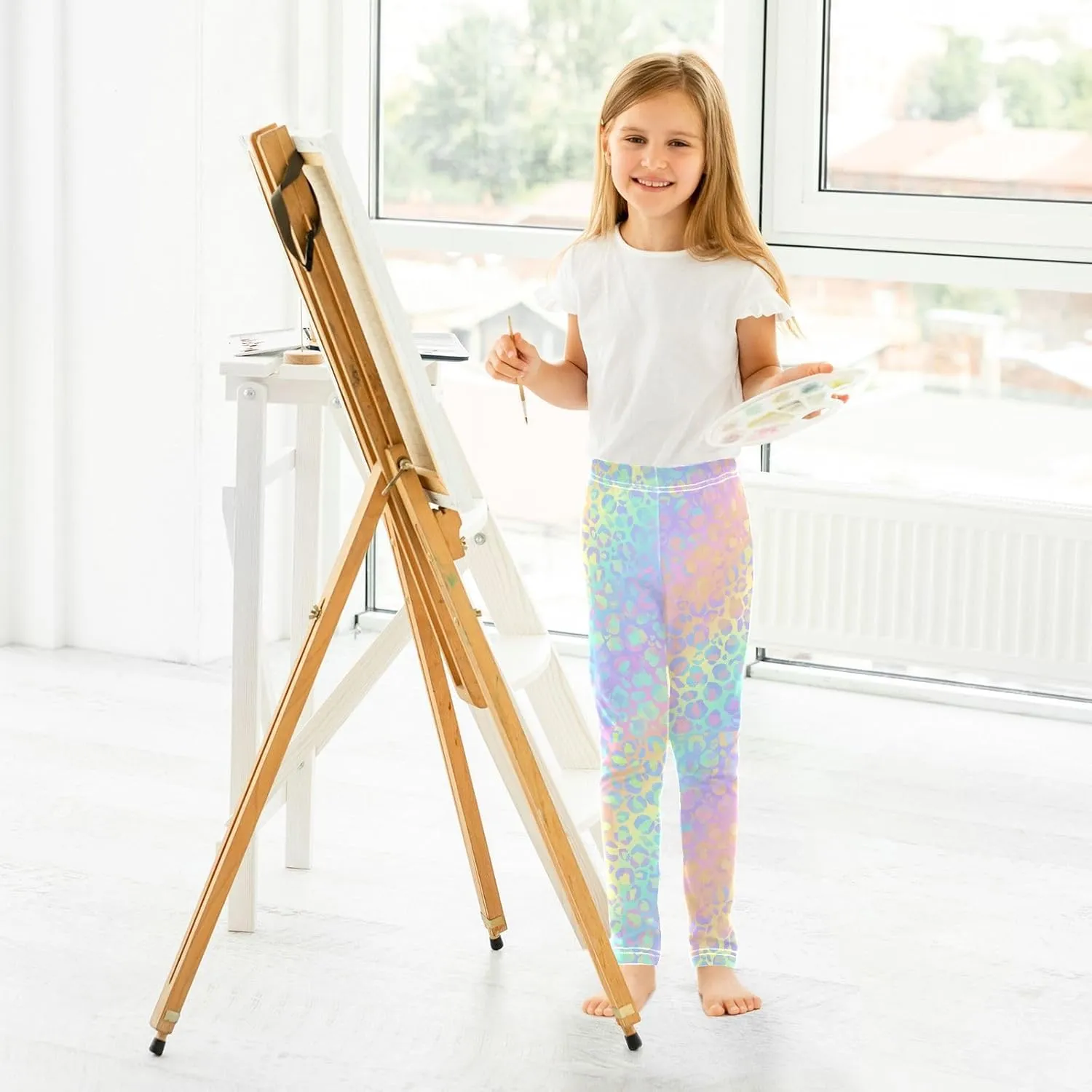 Leopard Skin Leggings for Girls Stretch Pants Soft Girls Leggings Ankle Length Leggings for Kids Toddler 4-10 Years