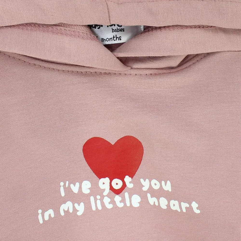 Little Heart Long-Sleeved Hooded T-Shirt