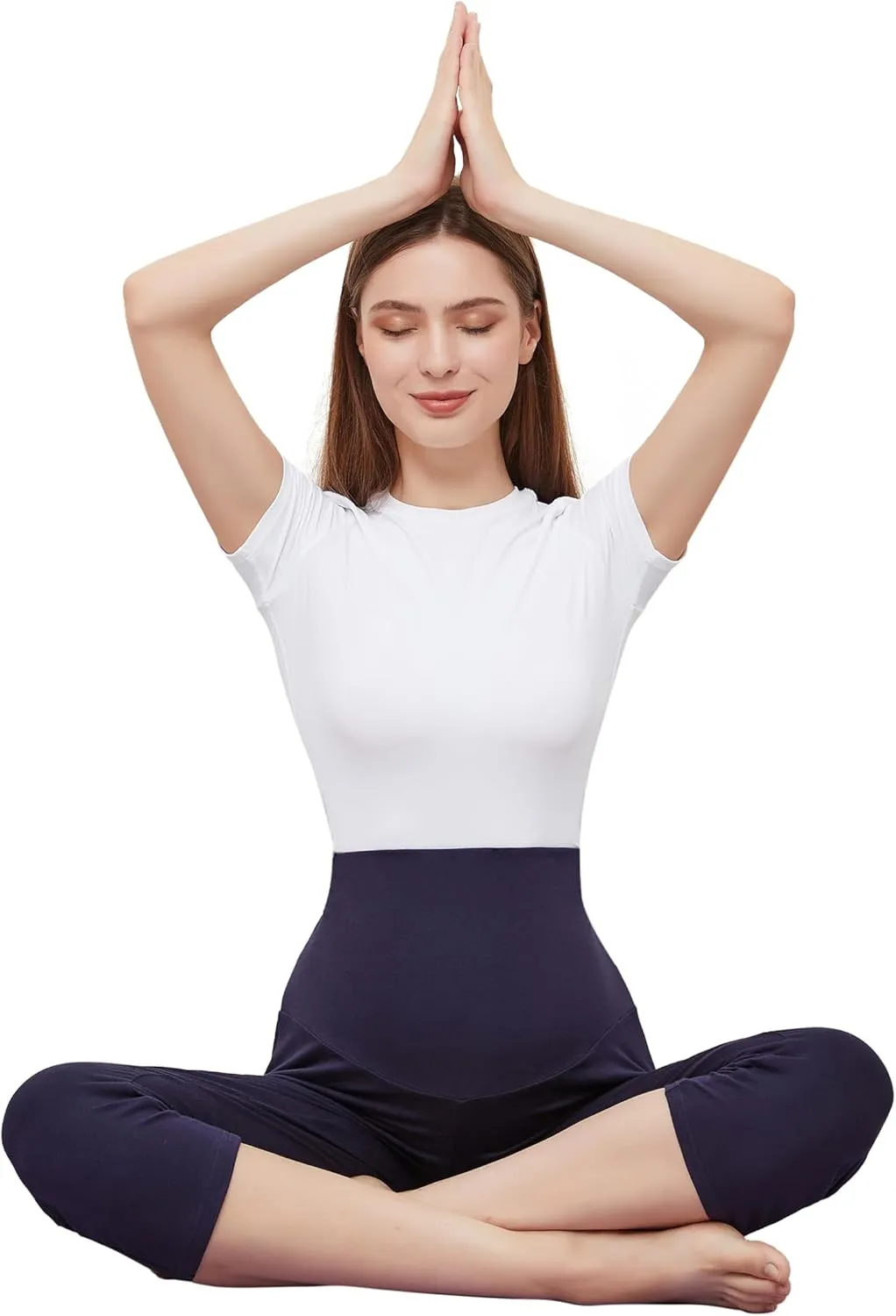 Maternity Shorts High Waisted Women Capri Pregnancy Soft Yoga Joggers Lounge Pants