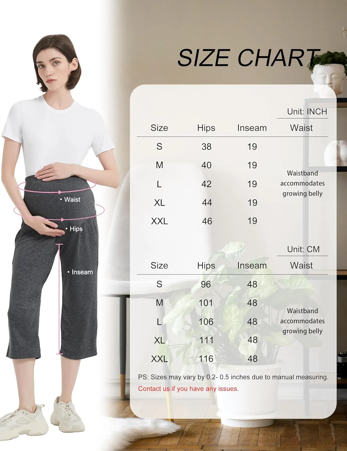Maternity Shorts High Waisted Women Capri Pregnancy Soft Yoga Joggers Lounge Pants