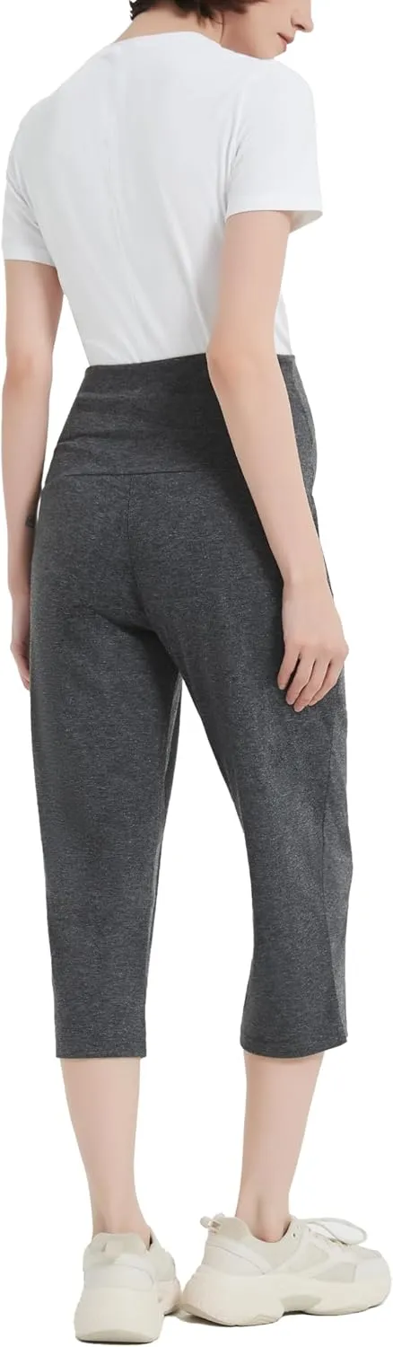Maternity Shorts High Waisted Women Capri Pregnancy Soft Yoga Joggers Lounge Pants