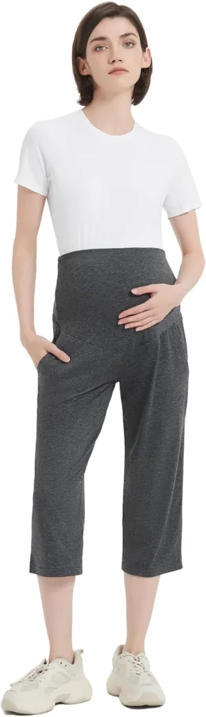 Maternity Shorts High Waisted Women Capri Pregnancy Soft Yoga Joggers Lounge Pants