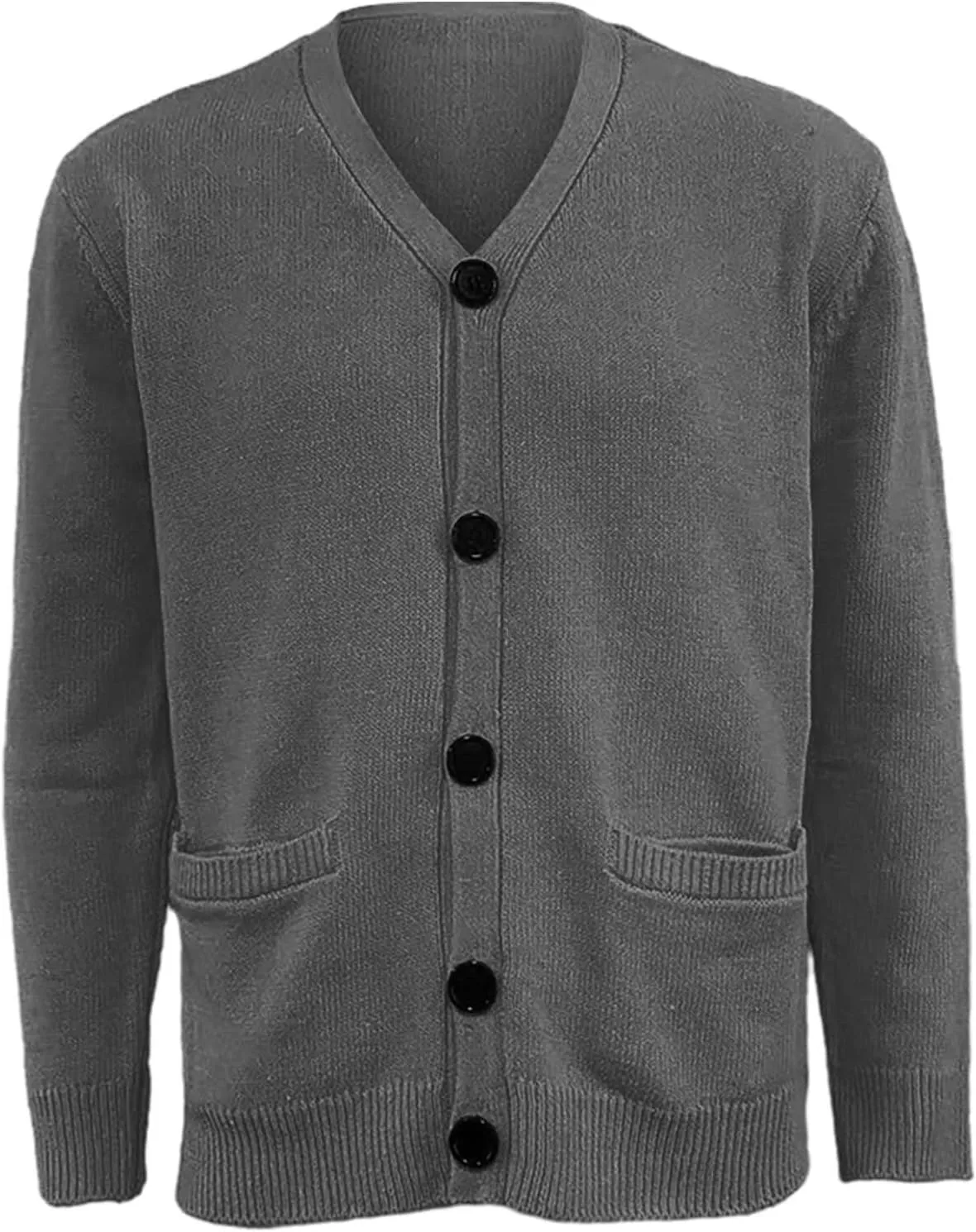 Mens Button Down Knitted Cardigan Sweaters V Neck Long Sleeve Slim Fit Casual Ribbed Knit Textured Sweater S-XXL