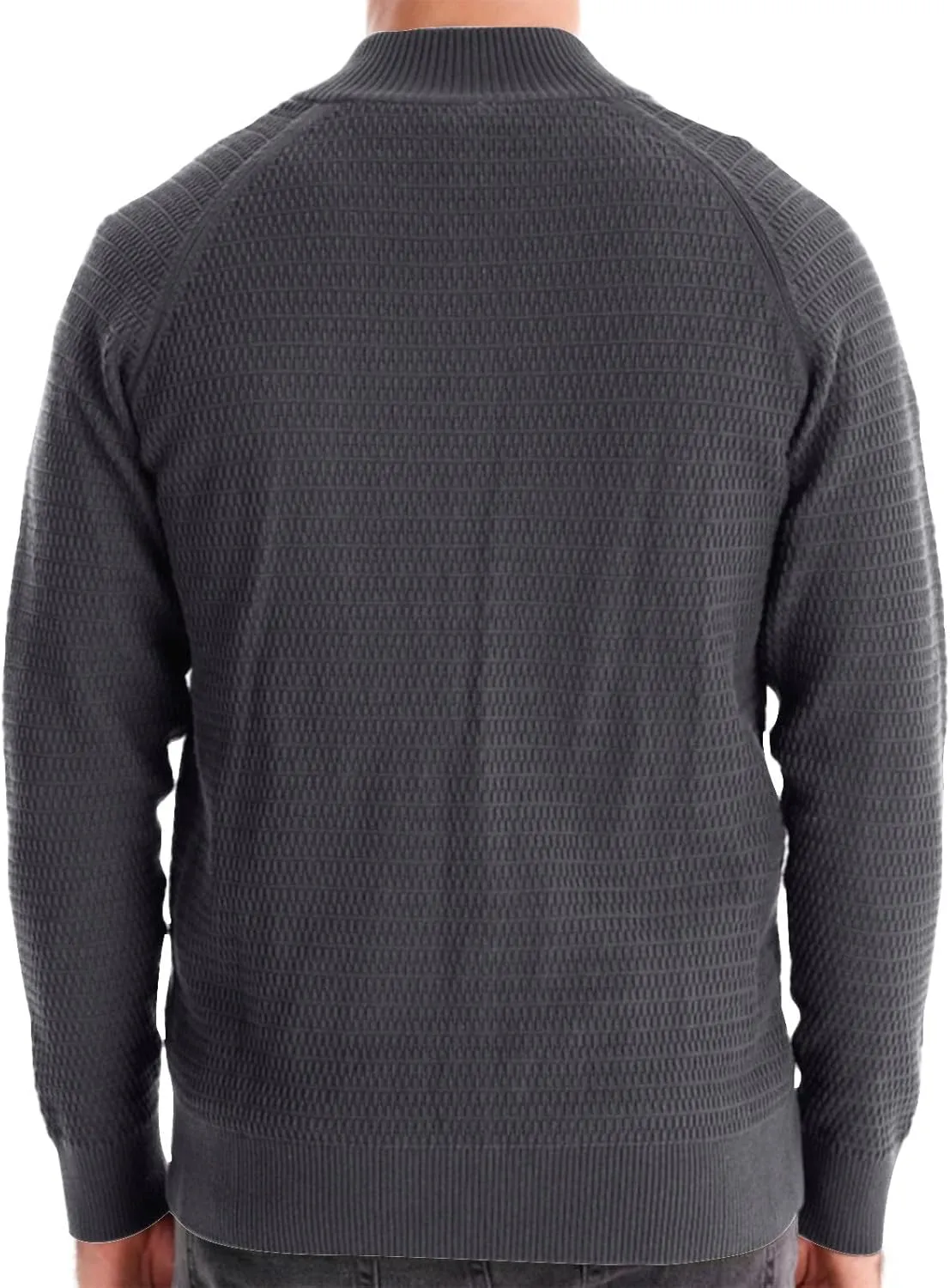 Mens Cardigan Sweater Casual Long Sleeve Mock Neck Button Down Knitted Cardigan Sweaters Jacket with Pockets