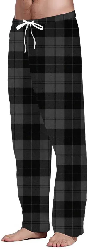 Men's Pajama Pants Drawstring Plaid Pj Flannel Lounge Pants Elastic Waist Loose Soft Comfy PJ Bottoms with Pockets