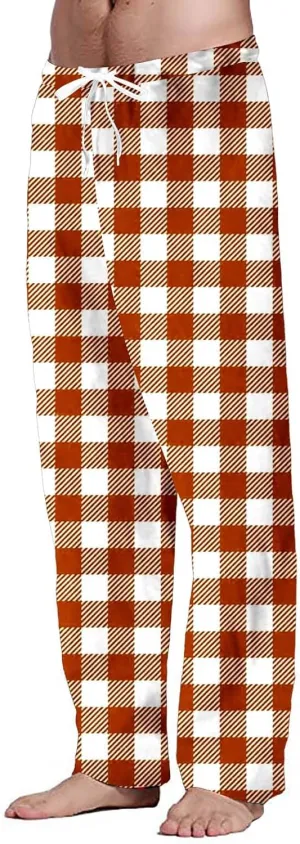 Men's Pajama Pants Drawstring Plaid Pj Flannel Lounge Pants Elastic Waist Loose Soft Comfy PJ Bottoms with Pockets