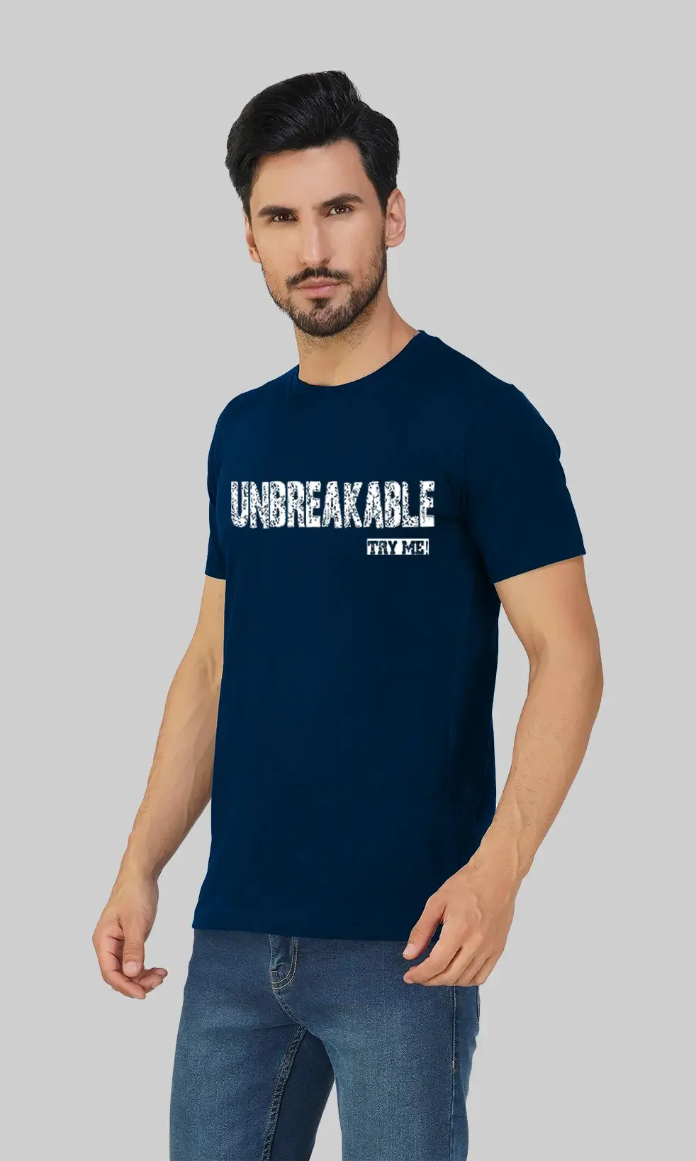Men's Unbreakable Regular Fit Halfsleeves T-shirts - Navy Blue