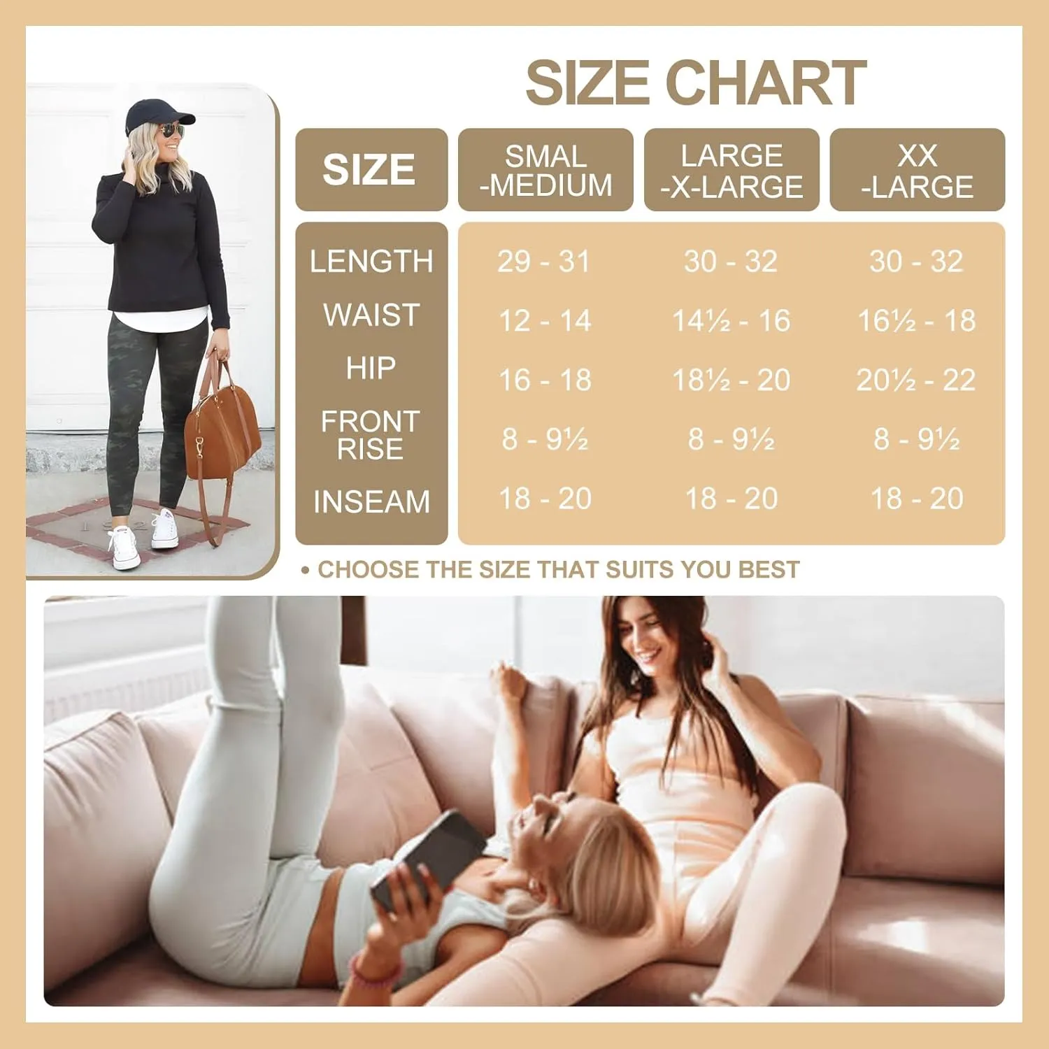 TNNZEET Capri Leggings for Women - Tummy Control Black Leggings with Pockets High Waisted Yoga Pants Workout Cycling Leggings