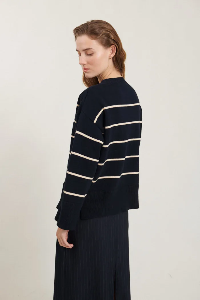 Winie O-neck Stripe - Sky captain / birch