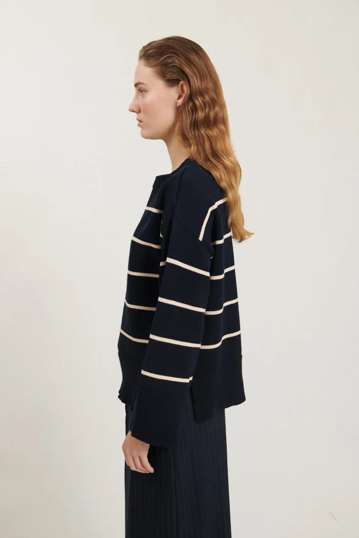 Winie O-neck Stripe - Sky captain / birch