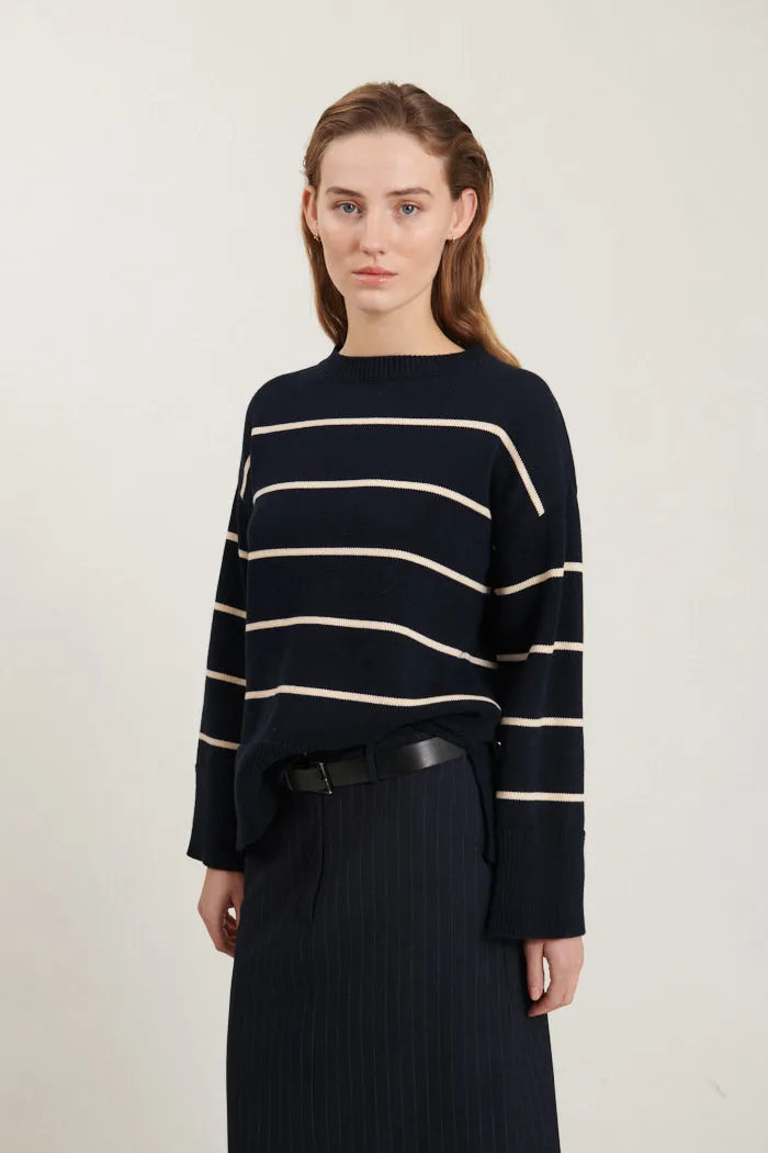 Winie O-neck Stripe - Sky captain / birch