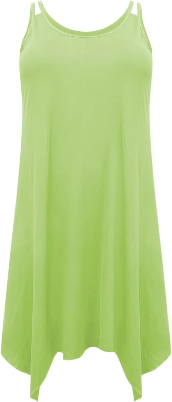 Women Strap Beach Dress Summer Sleeveless Sundress Plus Size Irregular Hem Tank Dresses 2025 Trendy Resort Wear