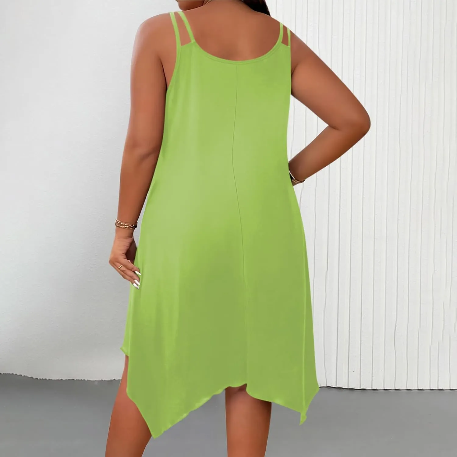 Women Strap Beach Dress Summer Sleeveless Sundress Plus Size Irregular Hem Tank Dresses 2025 Trendy Resort Wear