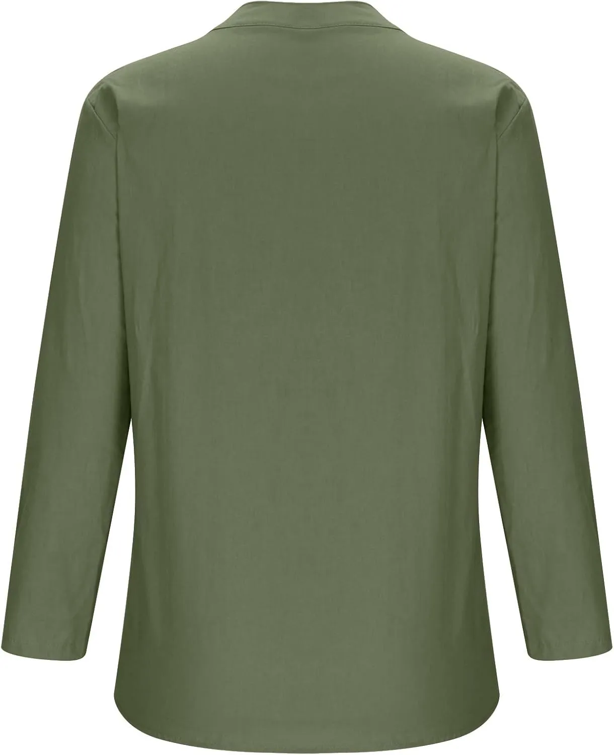 Womens Cotton Linen Shirts 2025 Summer Oversized 3/4 Sleeve Tunic Tops Casual Buttons V Neck Vacation Outdoor Blouses