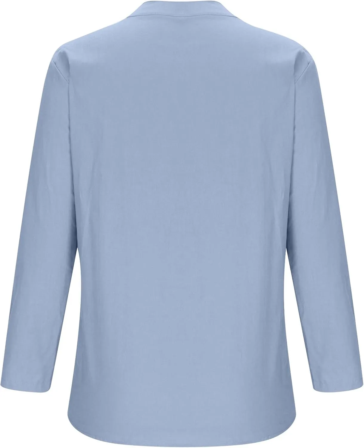 Womens Cotton Linen Shirts 2025 Summer Oversized 3/4 Sleeve Tunic Tops Casual Buttons V Neck Vacation Outdoor Blouses