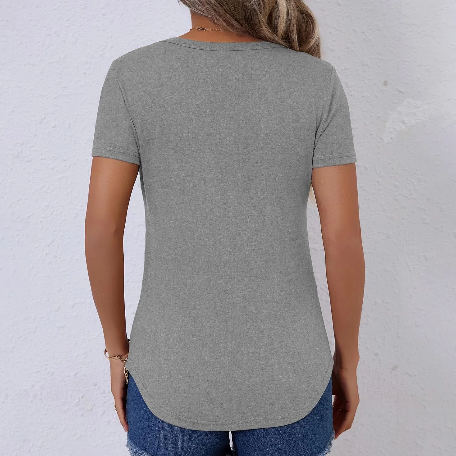 Women's Crewneck Slim Fit T Shirts Summer Basic Solid Tee Casual Cozy Cute Tops 2025 Y2K Short Sleeve T-Shirt