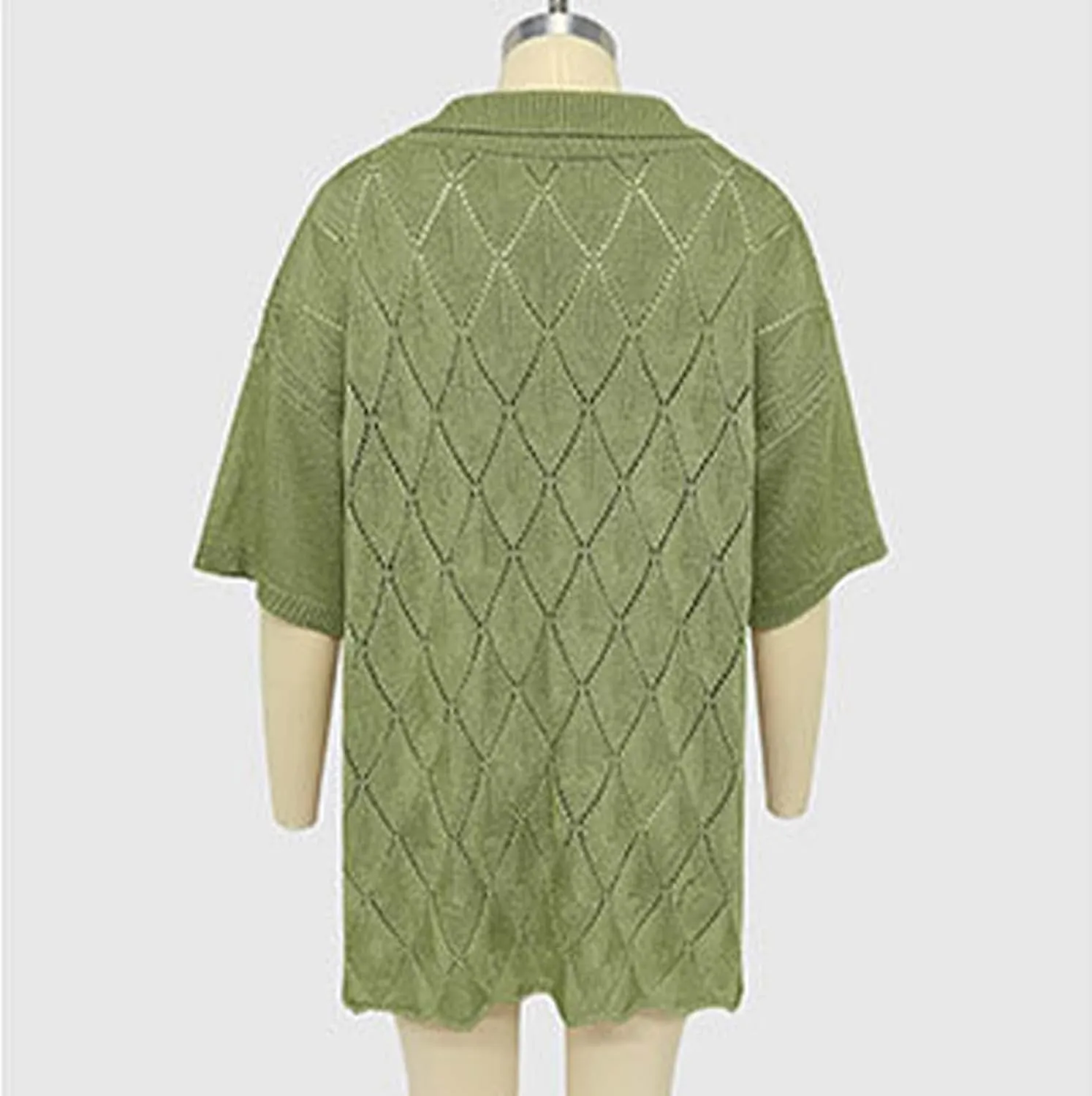 Womens Summer Short Sleeve Cardigans Cable Knit Button Down Lapel Collar Shirts Lightweight Sweater Tops Beach Cover Up