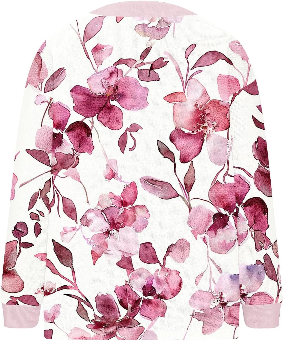 Women's Ugly Cardigan Sweater Crewneck Floral Printed Sweater Full-Button Loose Fit Long Sleeve Knitted Sweater